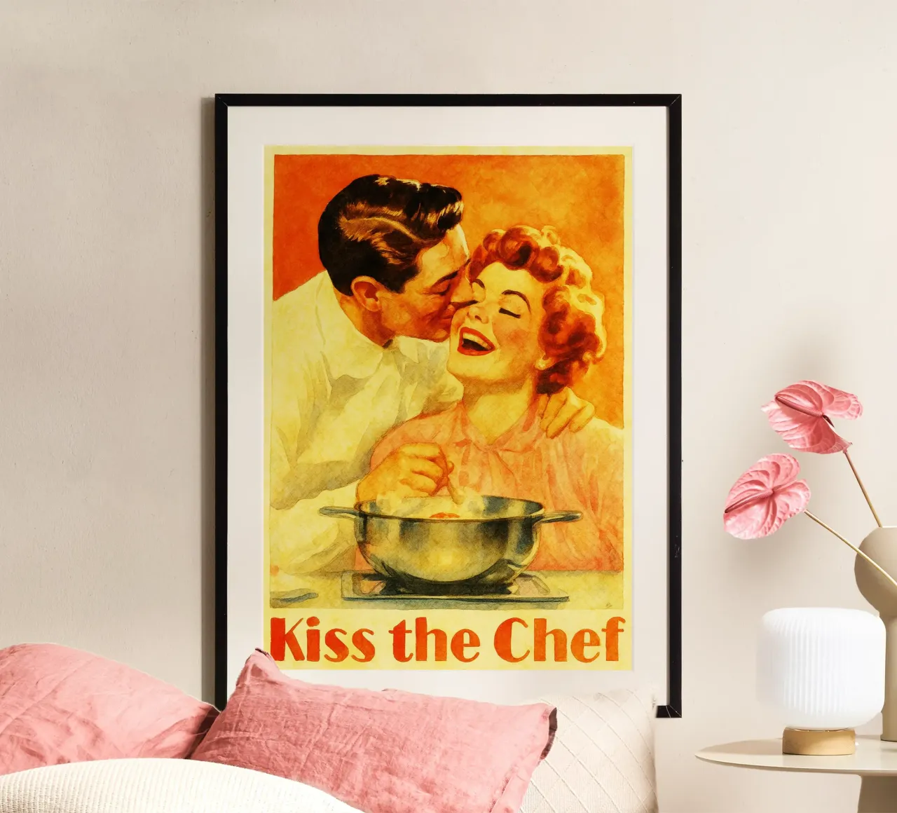 Coppia retrò bacia lo chef poster da pakazi