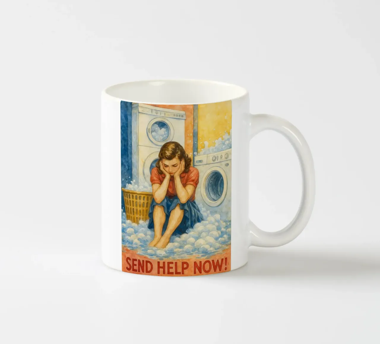 traurige Frauen schicken jetzt Hilfe ins Bad Keramik Tasse von pakazi