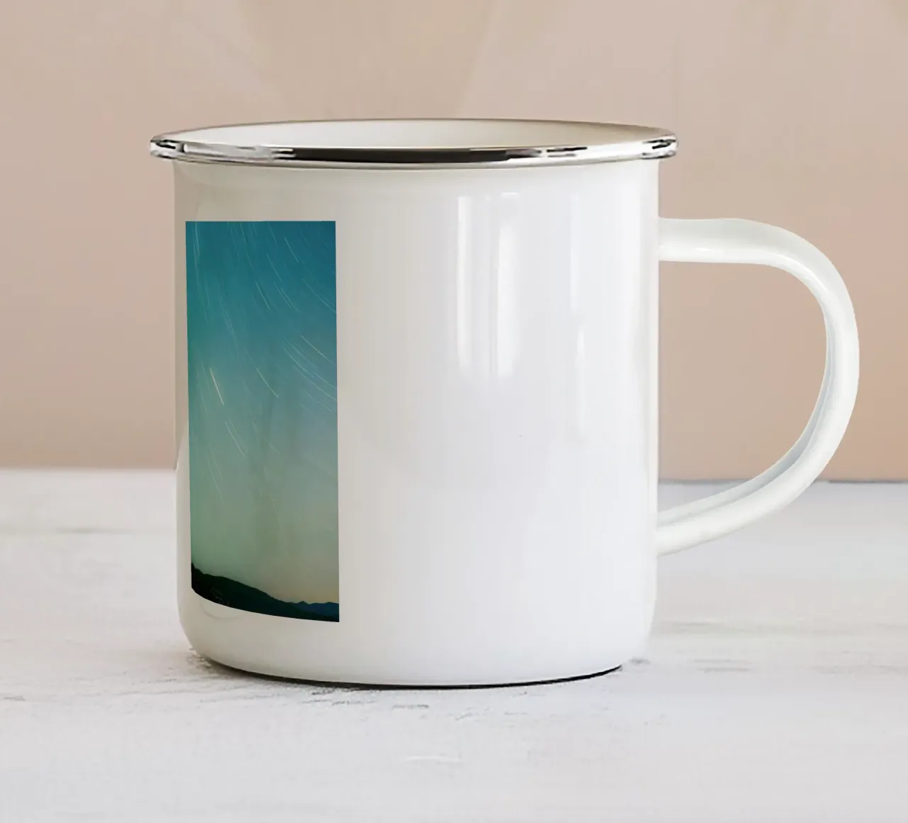 scie di stelle cielo notturno stellato tazza in smalto da space words