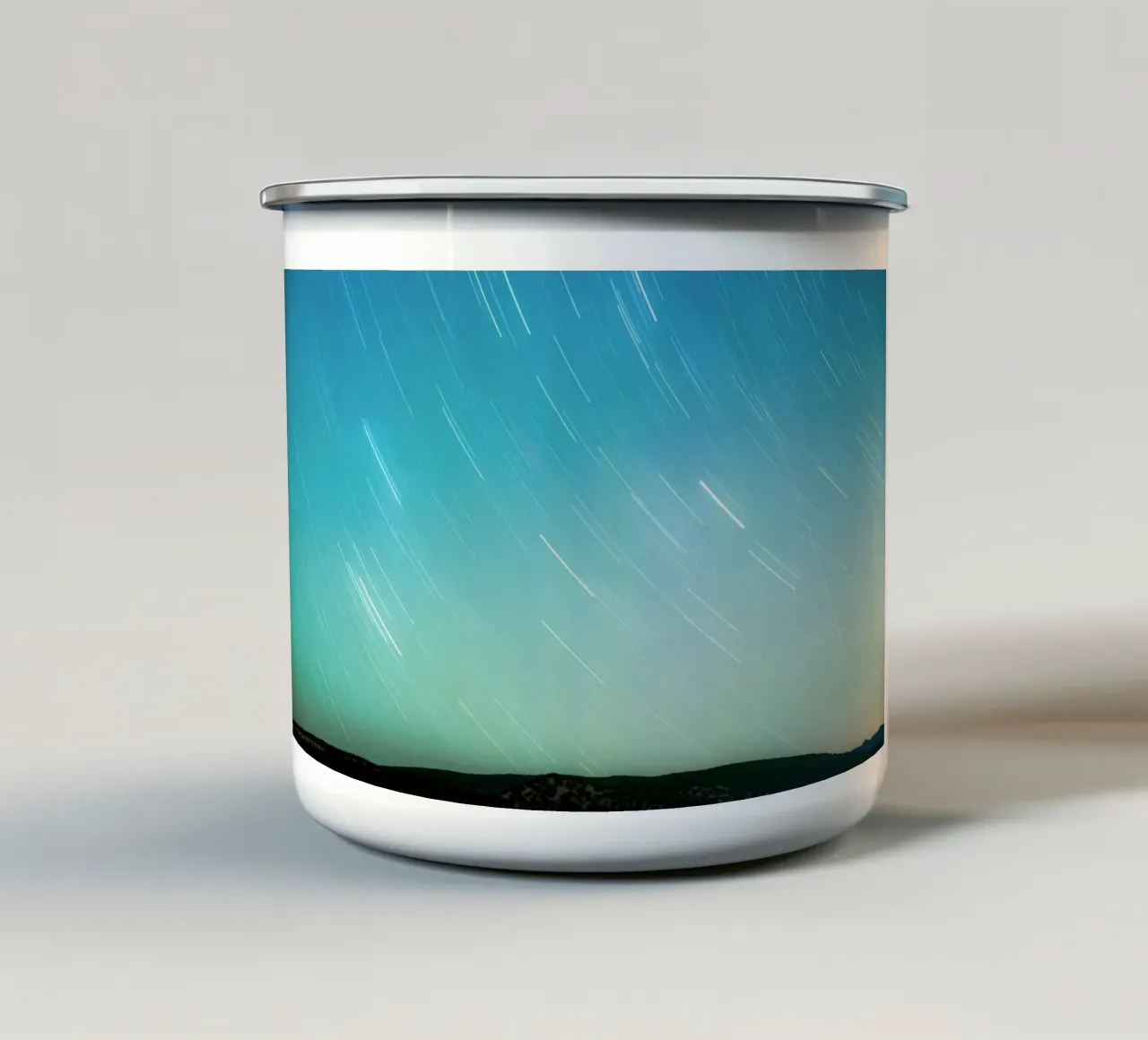 scie di stelle cielo notturno stellato tazza in smalto da space words
