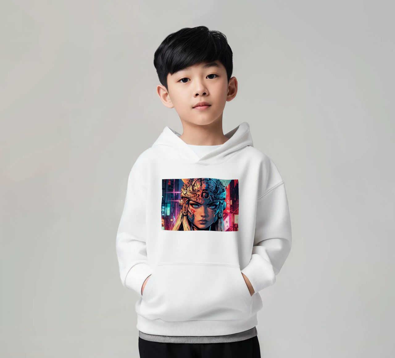 Cyberpunk Vikingkrijger kinder hoodie van LM2KONE