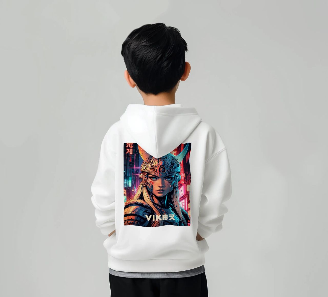Cyberpunk Vikingkrijger kinder hoodie van LM2KONE