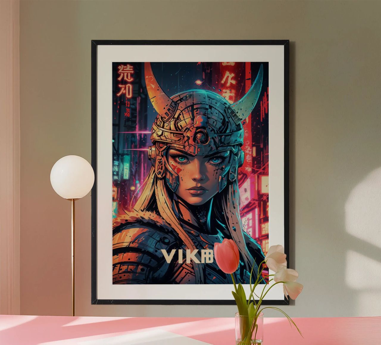 Guerrero vikingo ciberpunk poster de LM2KONE