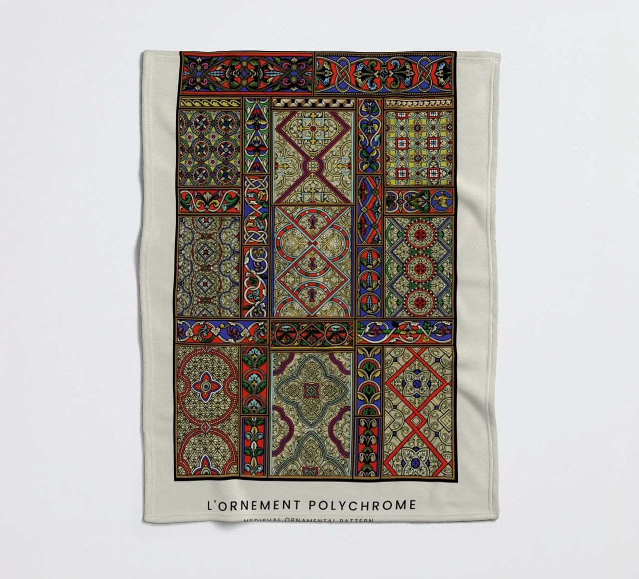 Racinet -  Medieval  Ornamental Pattern II fleece blanket by Vintage by JUNIQE