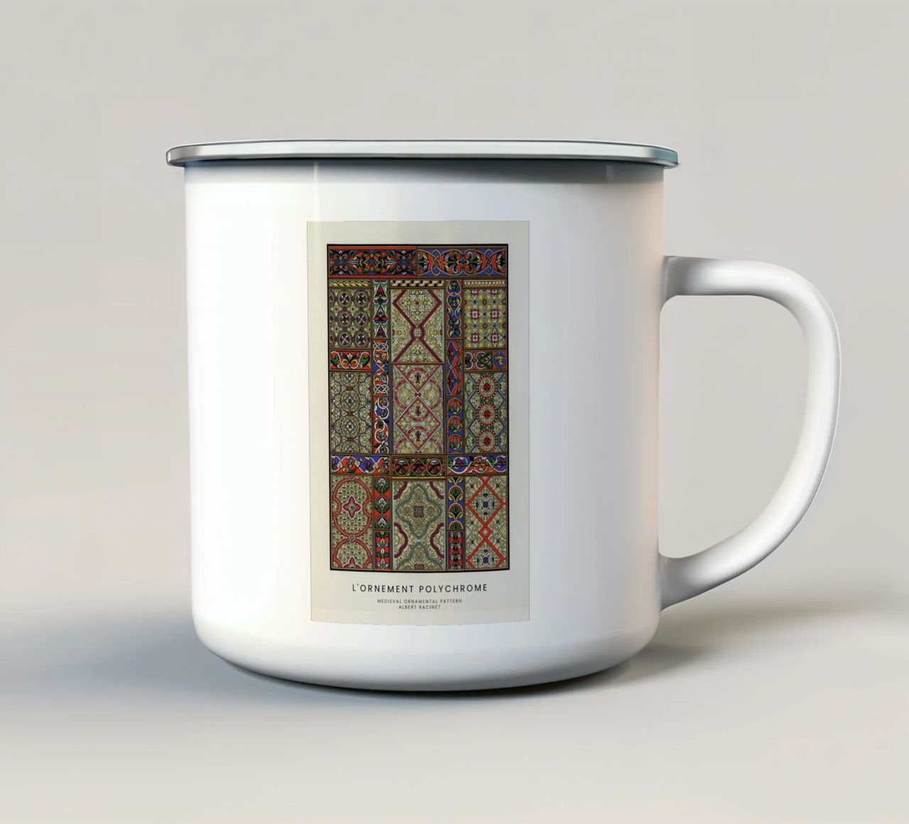 Racinet -  Medieval  Ornamental Pattern II tazza in smalto da Vintage by JUNIQE