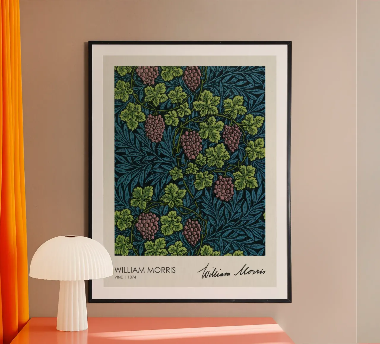 Vino (1874), William Morris poster con telaio in legno da Flower
