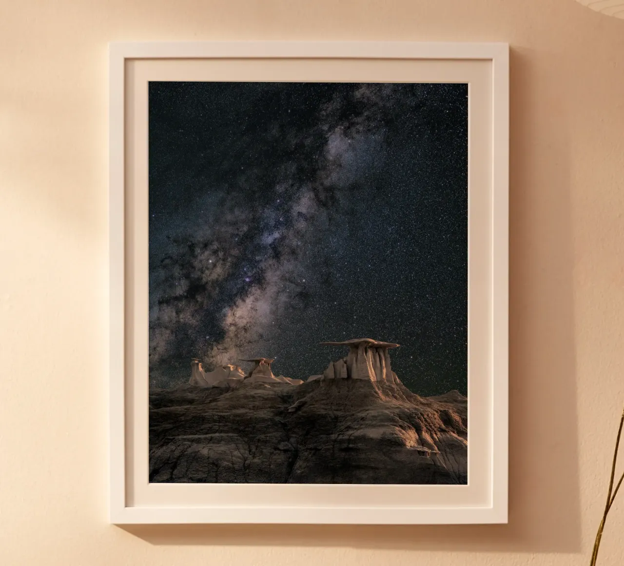 rock formations behind starry sky hahnemühle by space words