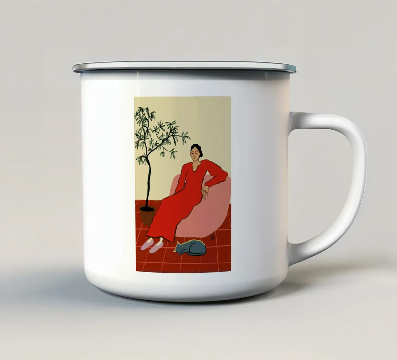 Cat Lady tazza in smalto da Sandra Poliakov