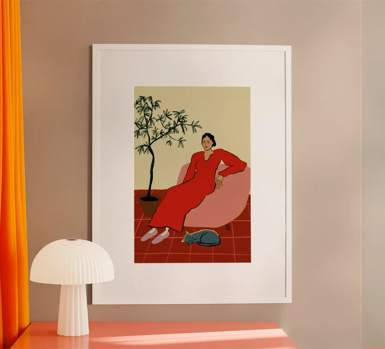 Cat Lady poster con telaio in plastica da Sandra Poliakov