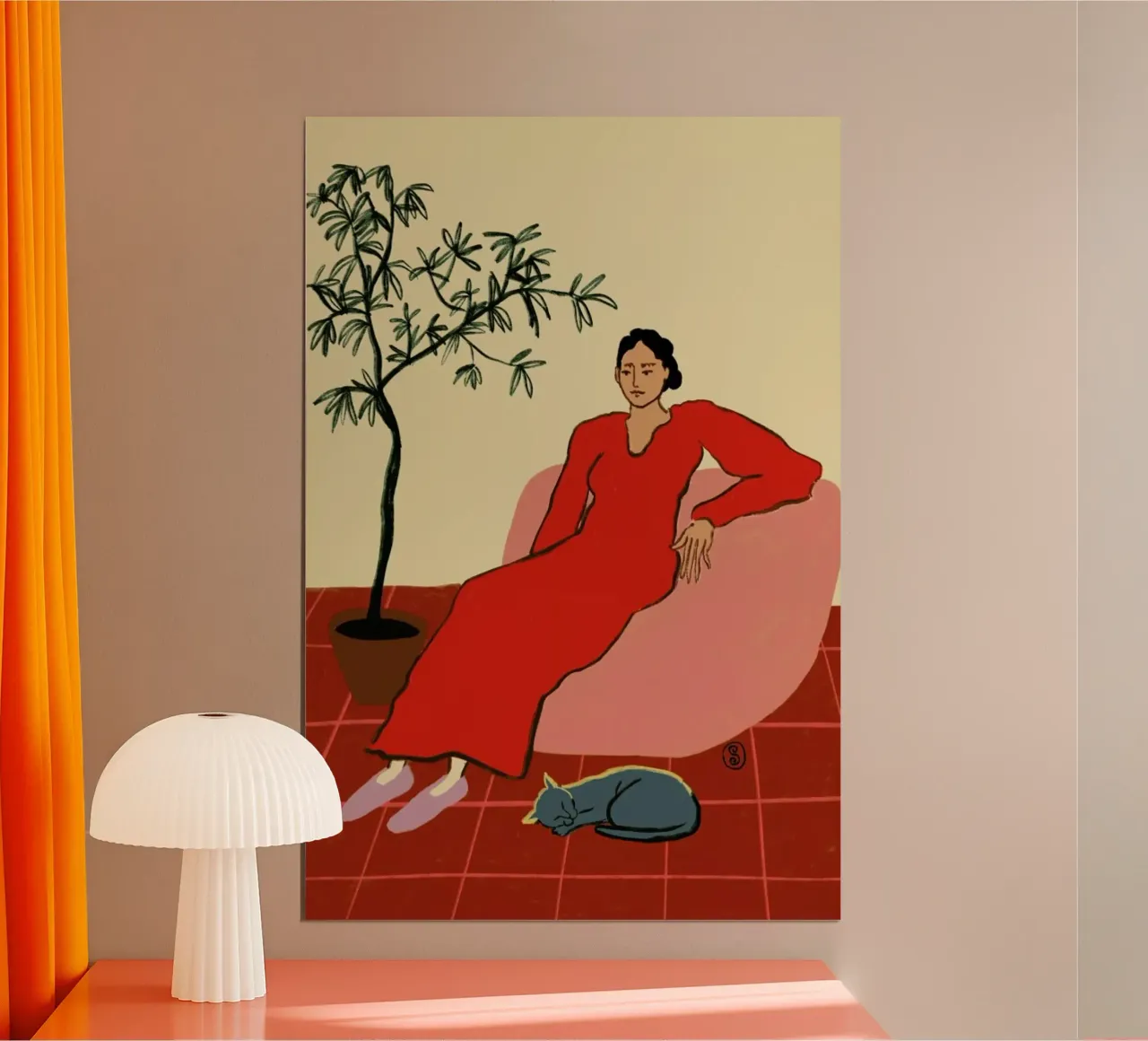 Cat Lady poster con telaio in plastica da Sandra Poliakov