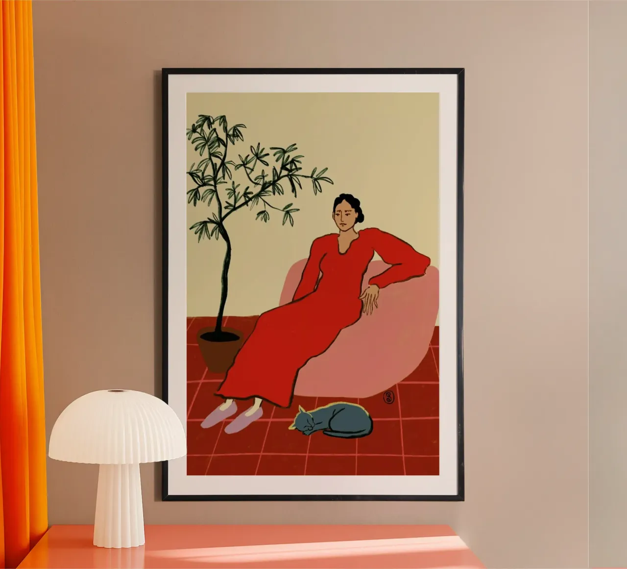 Cat Lady poster con telaio in plastica da Sandra Poliakov