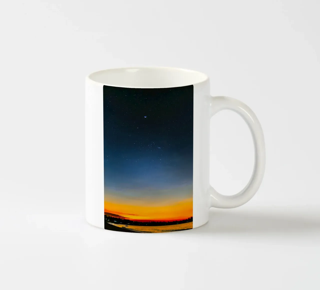 luna crescente nel cielo notturno tazza in ceramica da space words