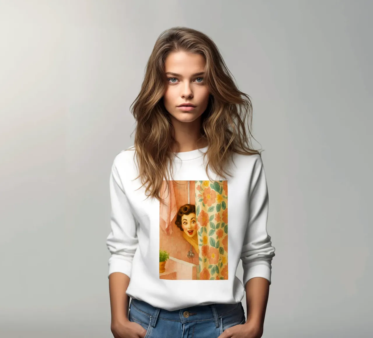 sorpresa de las mujeres en el baño sudadera de pakazi