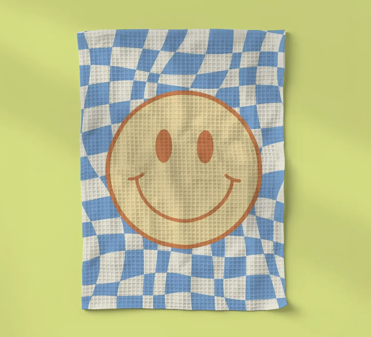 Checker smiley bleu bébé torchon de Little Dean