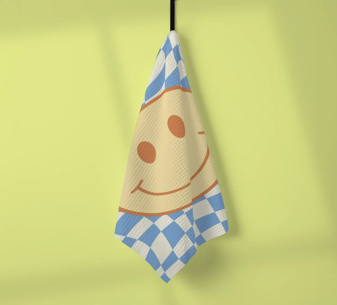 Checker smiley bleu bébé torchon de Little Dean