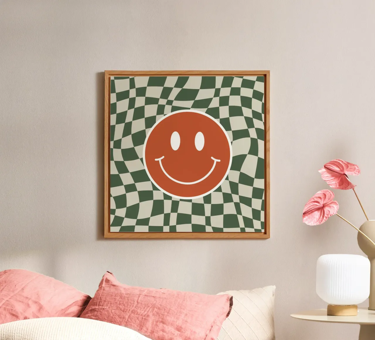 Smiley wellenförmiges Karo 03 Alu-Dibond von Little Dean