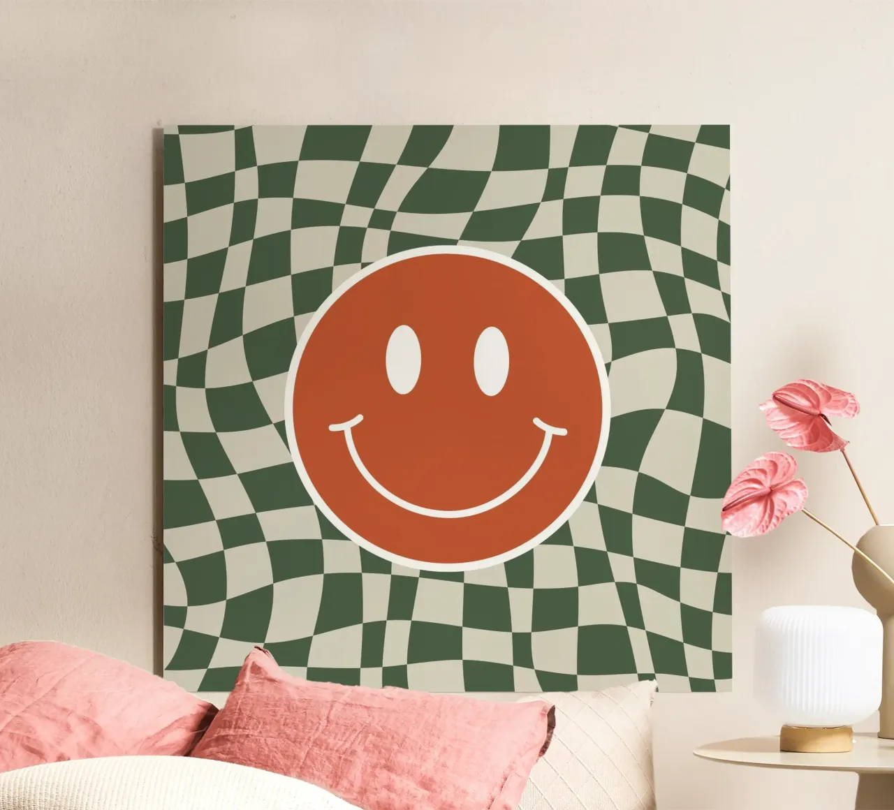 Smiley wellenförmiges Karo 03 Alu-Dibond von Little Dean