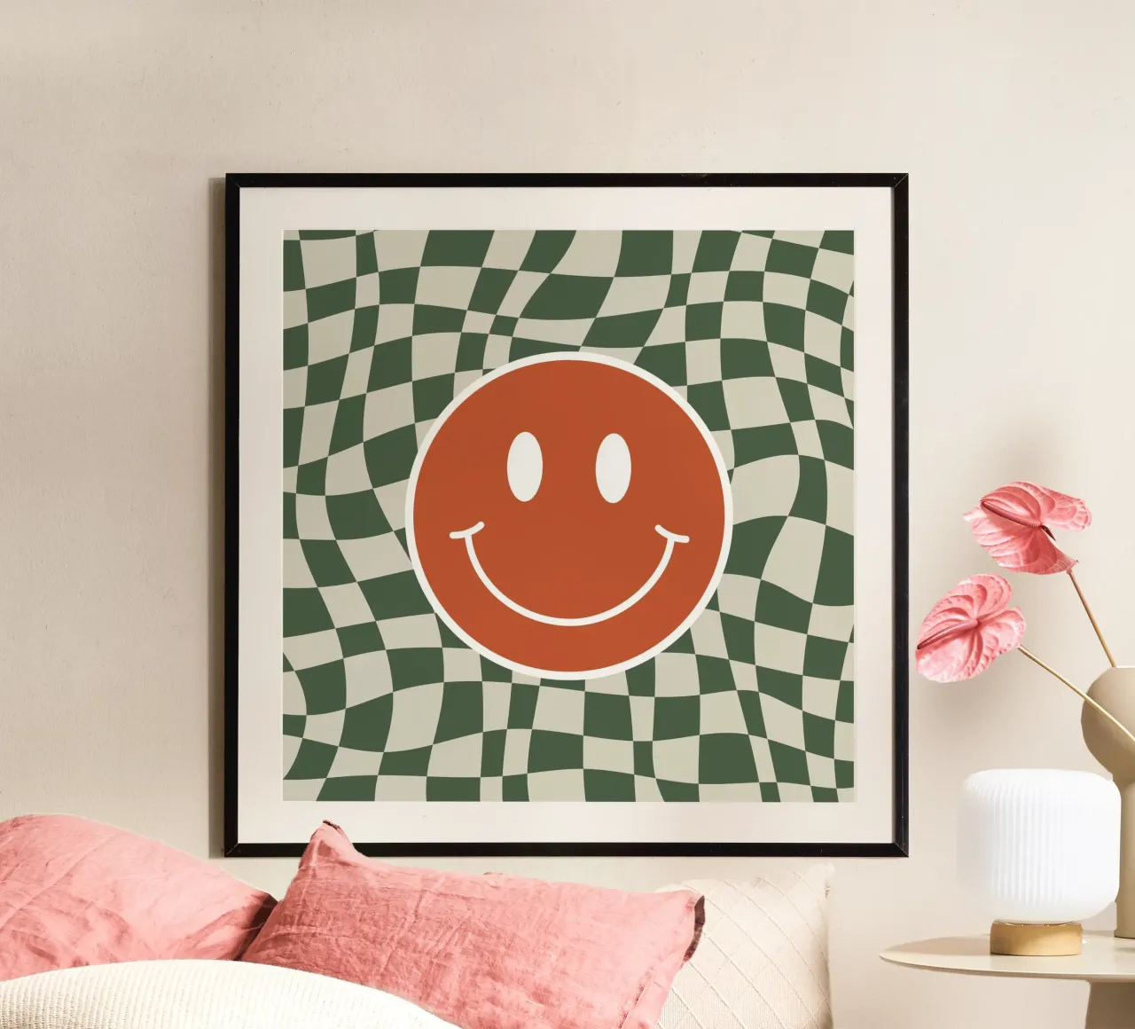 Scacchiera ondulata Smiley 03 poster da Little Dean