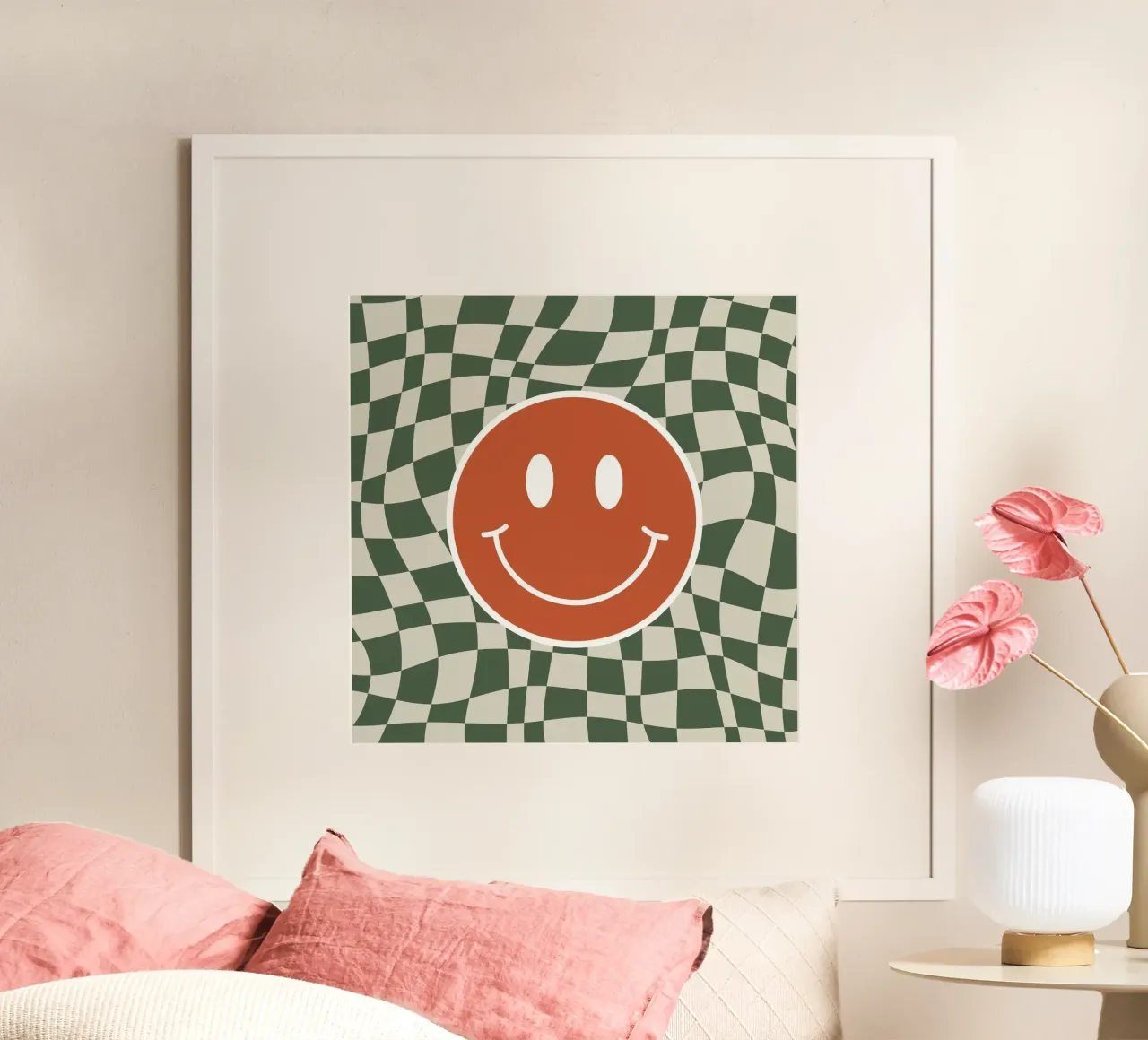 Scacchiera ondulata Smiley 03 poster da Little Dean