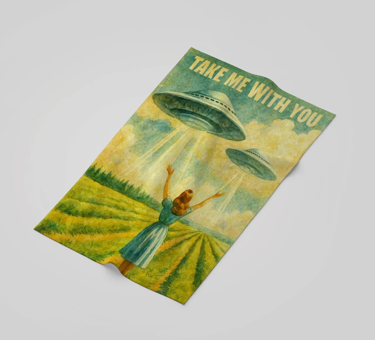 take me with you retro drawing beach towel by pakazi