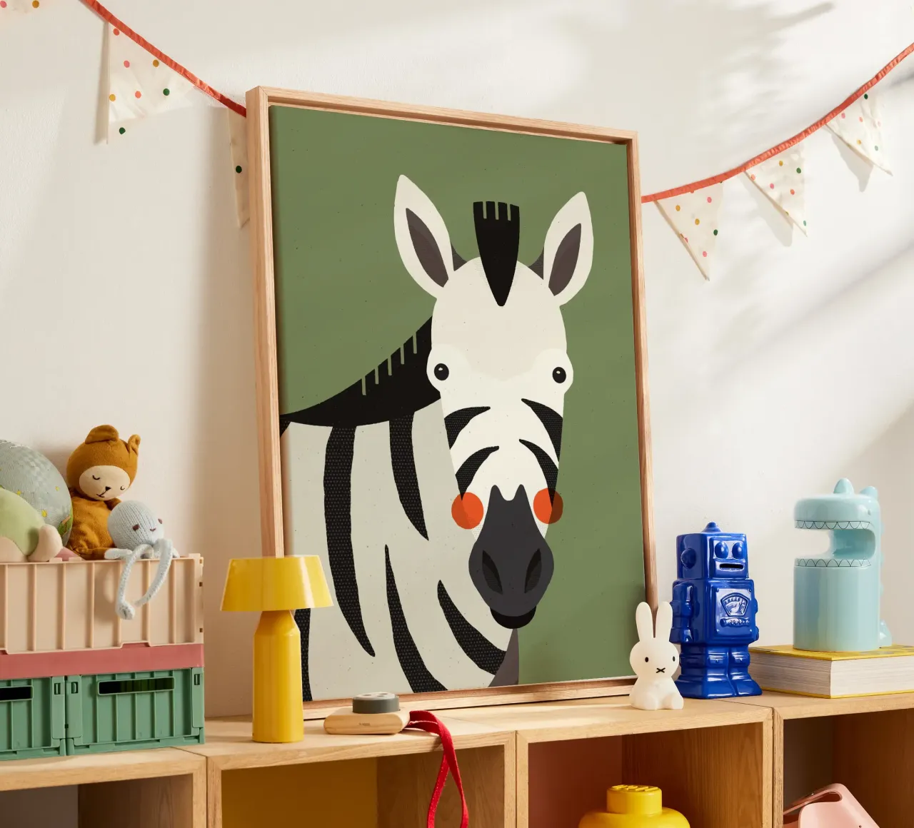 Zebra, ritratto animale tela con Cornice a cassetta da The Printed Sparrow