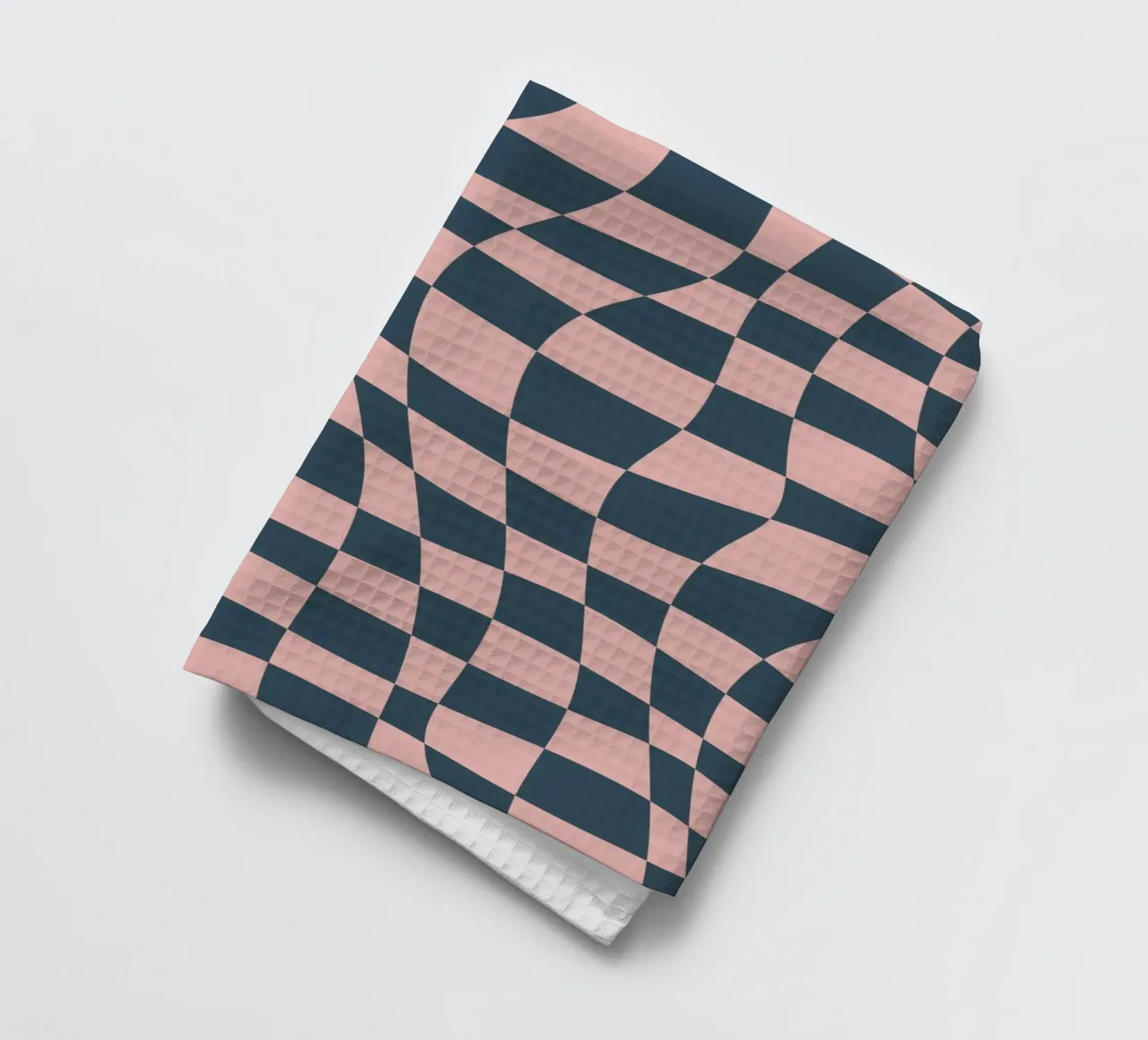 Rhythmic wavy checker tea towel by Little Dean
