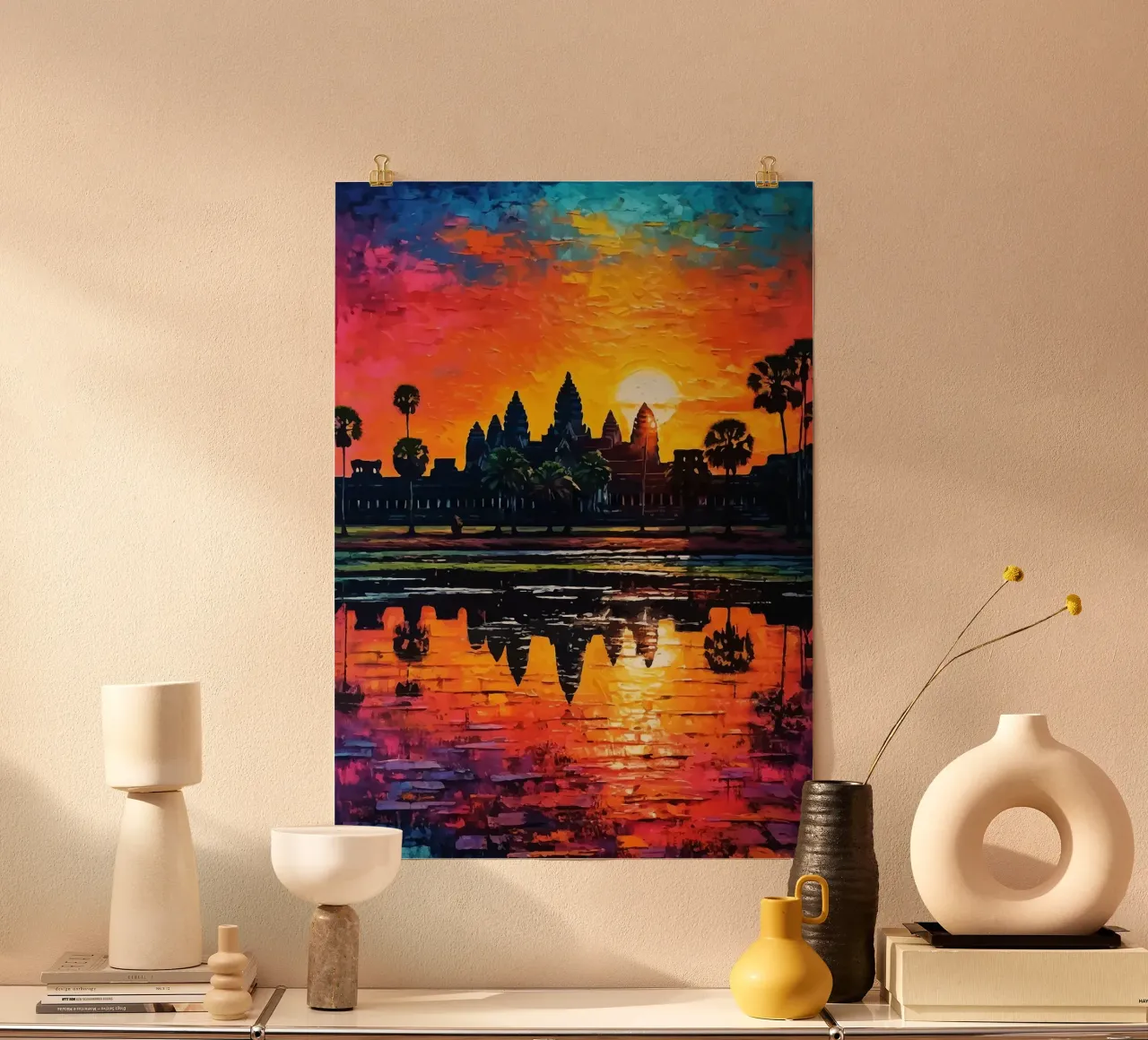 Tramonto di Angkor Wat poster da book