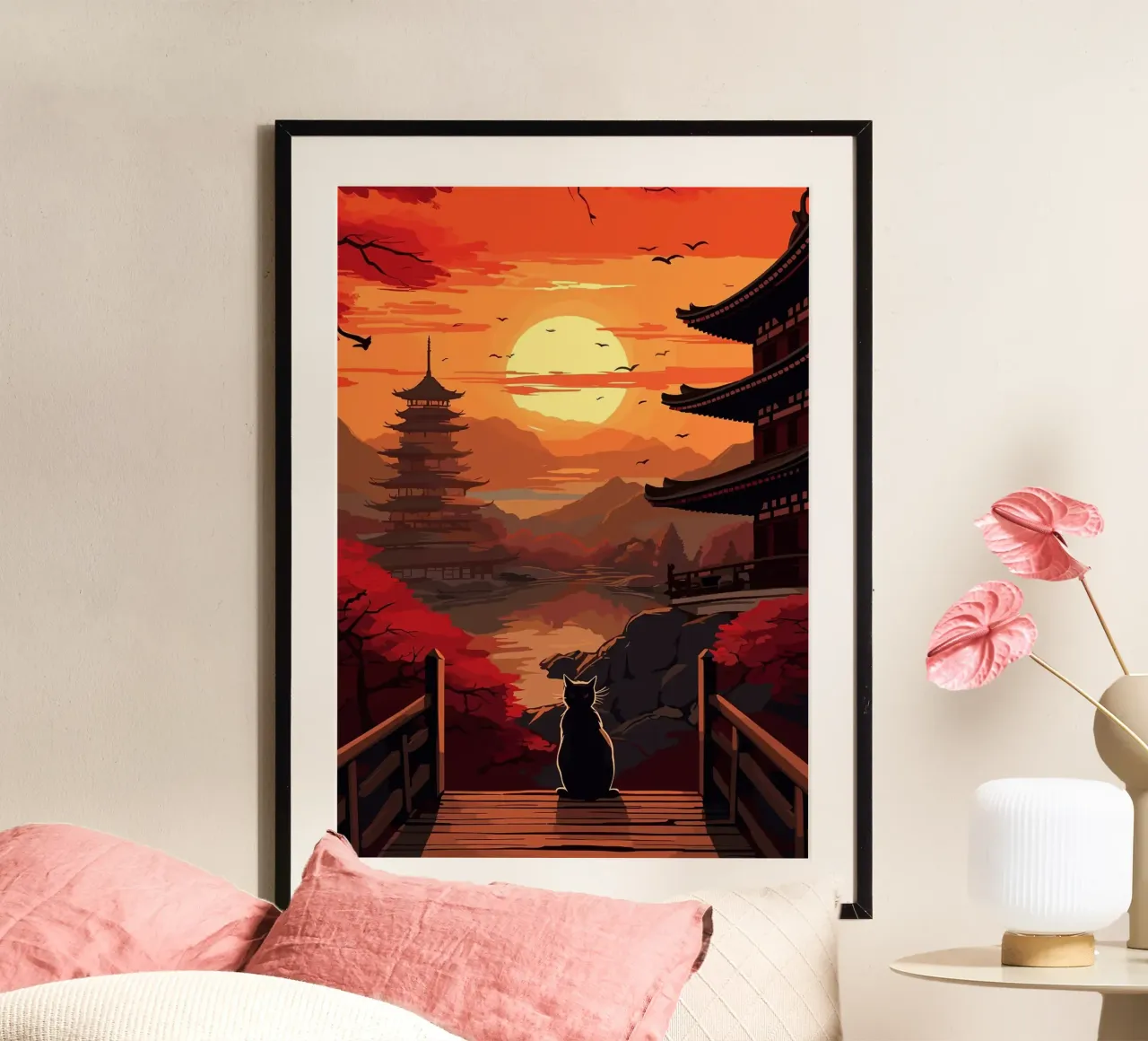 Il gatto notturno della luna Giappone poster da book