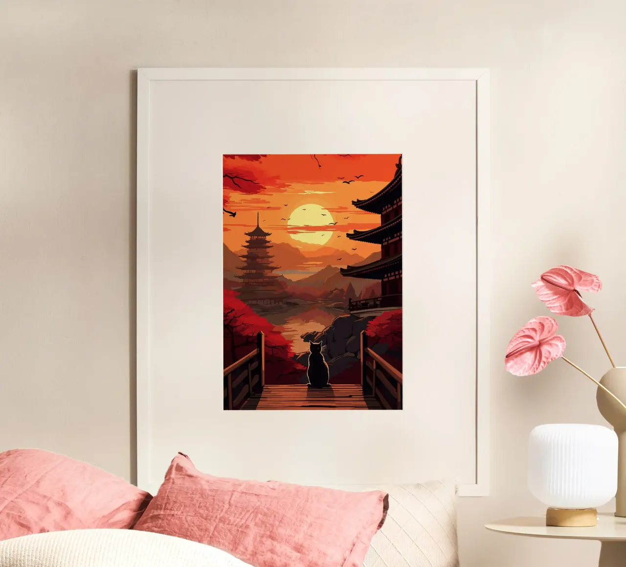 Il gatto notturno della luna Giappone poster da book