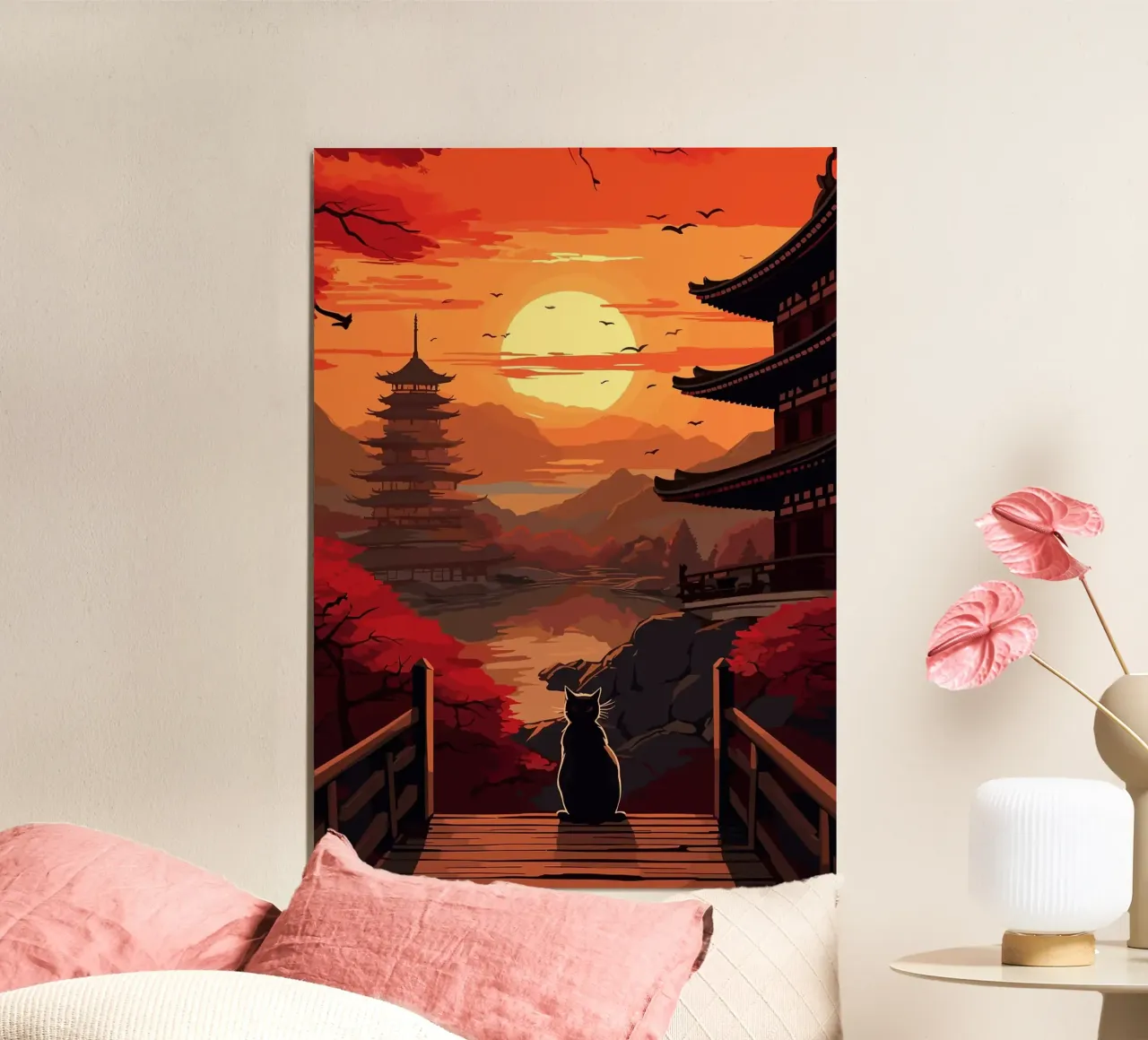 Il gatto notturno della luna Giappone poster da book