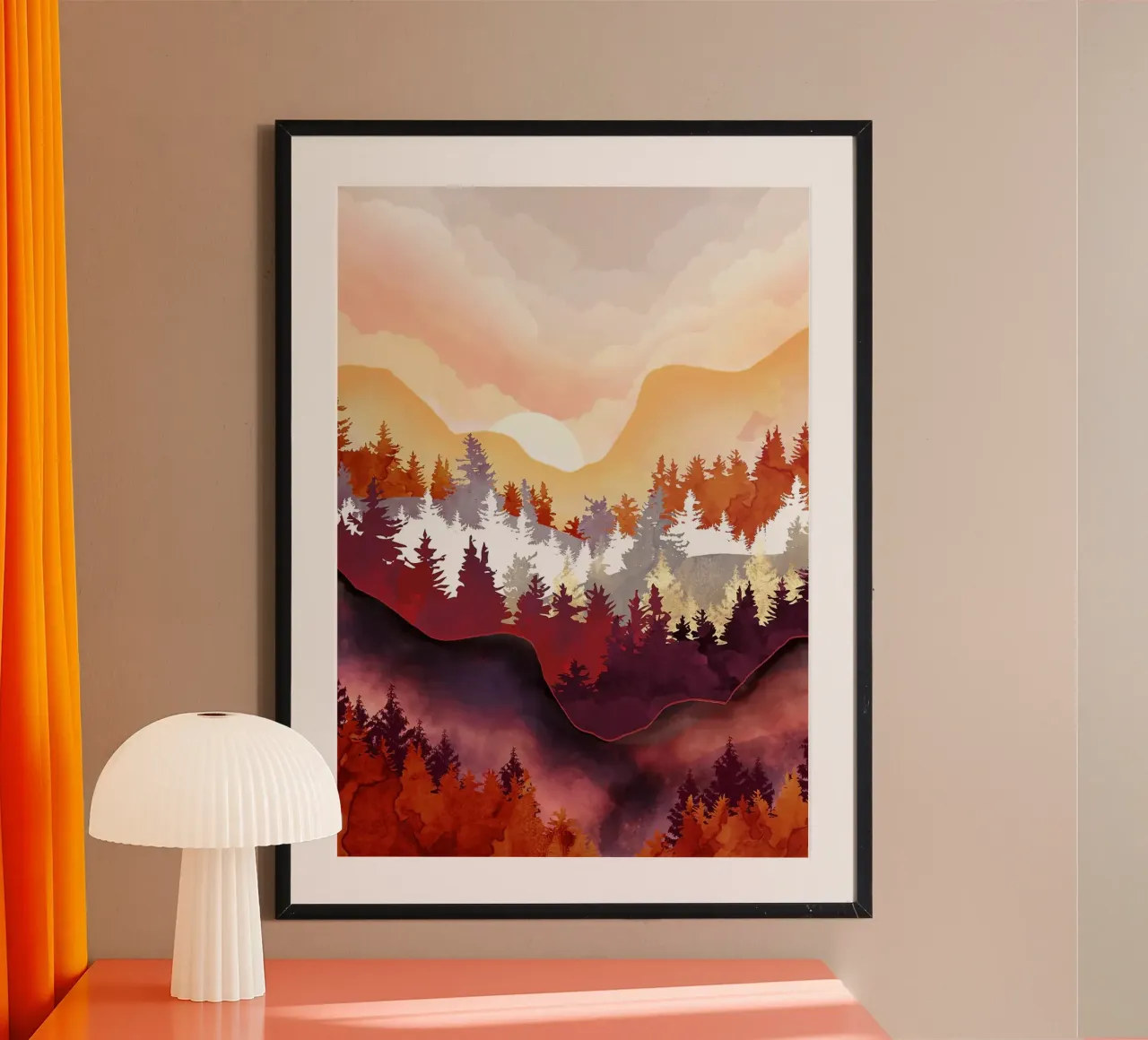 Foresta d'ambra poster con telaio in legno da book