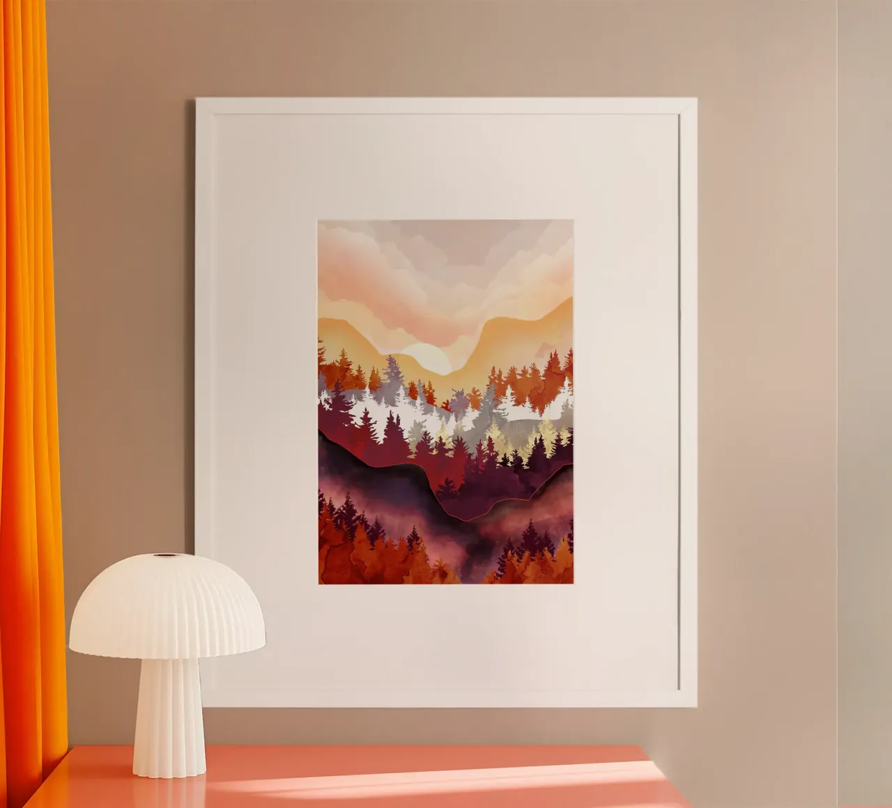 Foresta d'ambra poster con telaio in legno da book