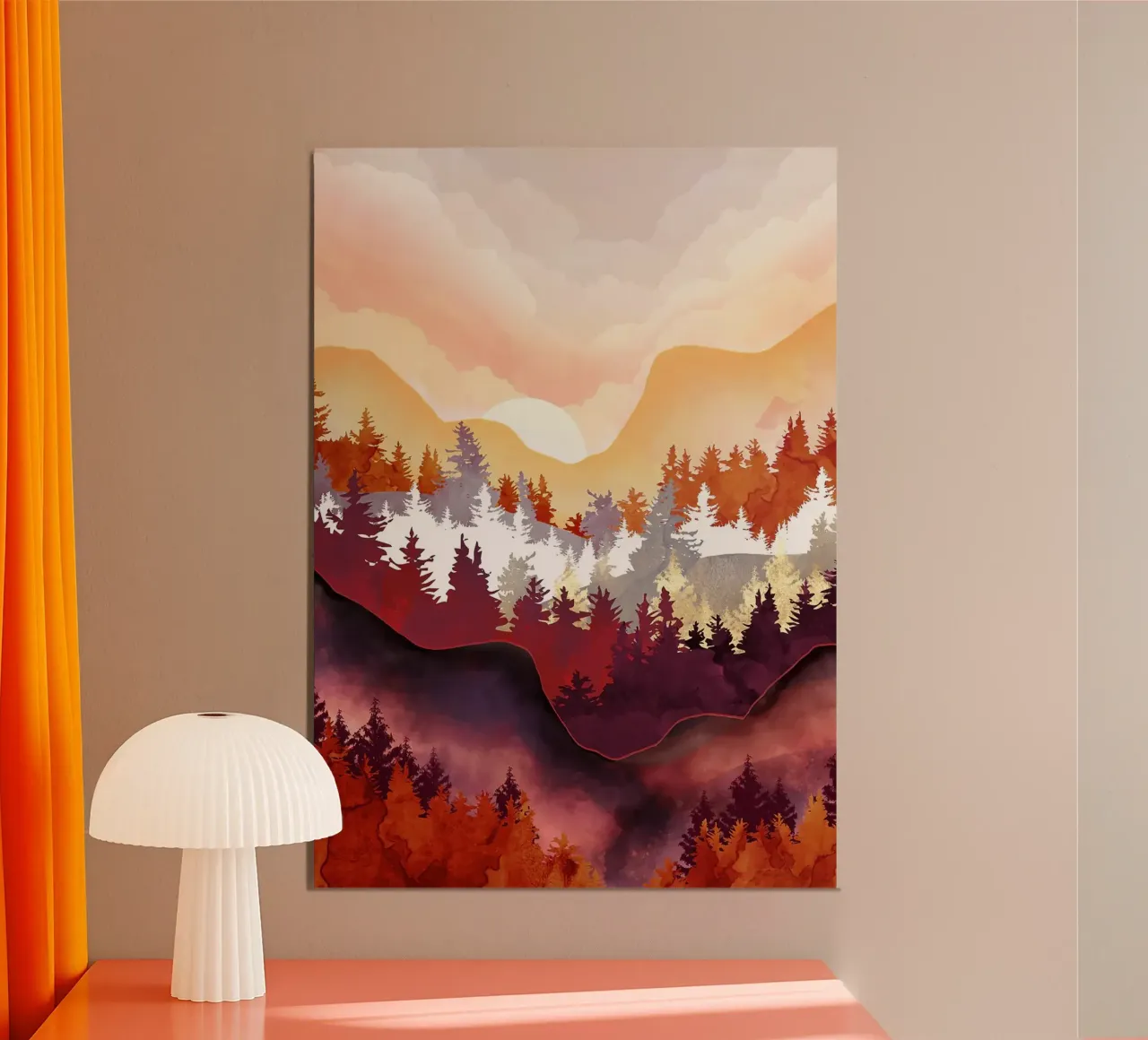 Foresta d'ambra poster con telaio in legno da book