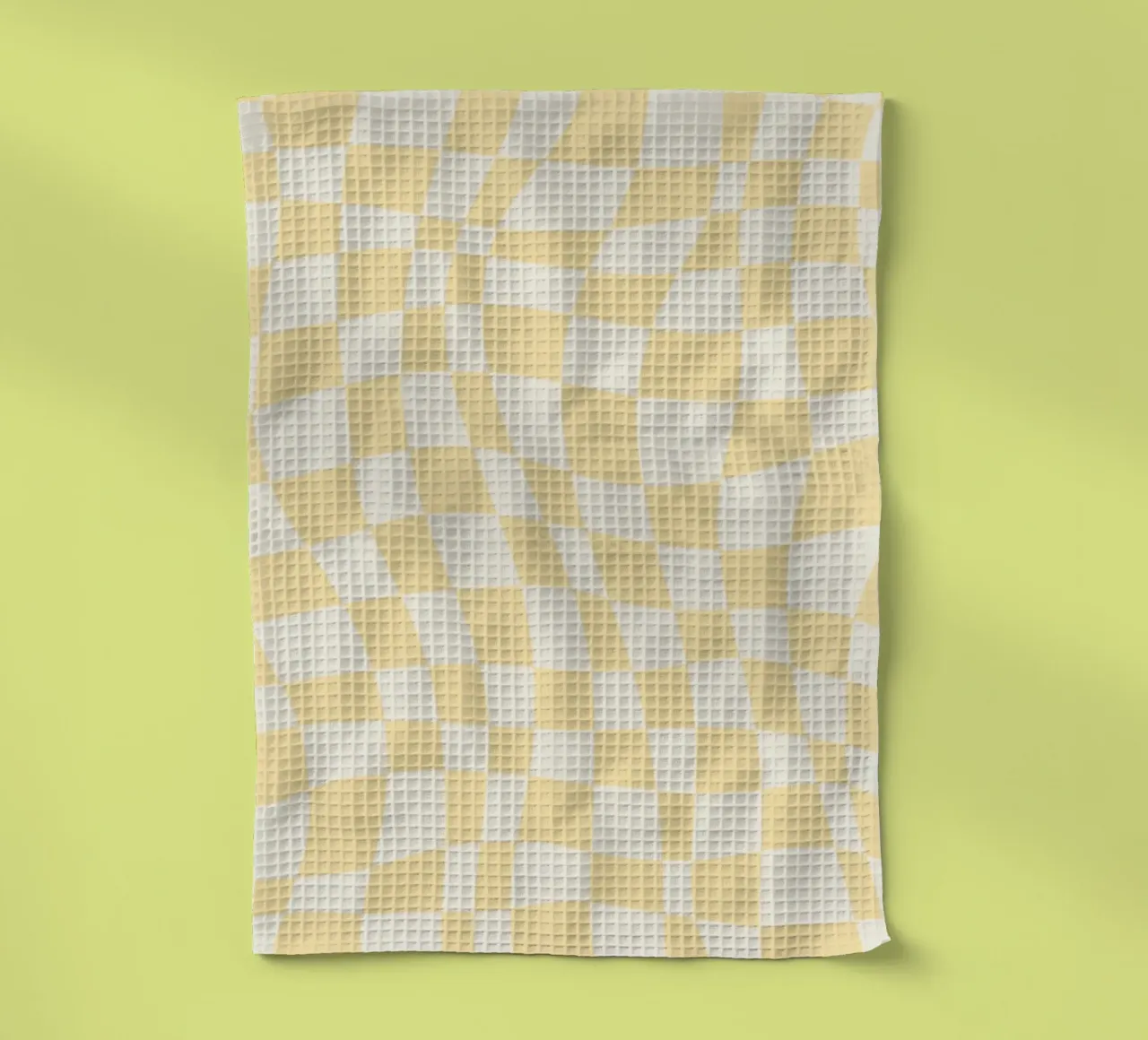 Damier ondulé jaune pâle torchon de Little Dean