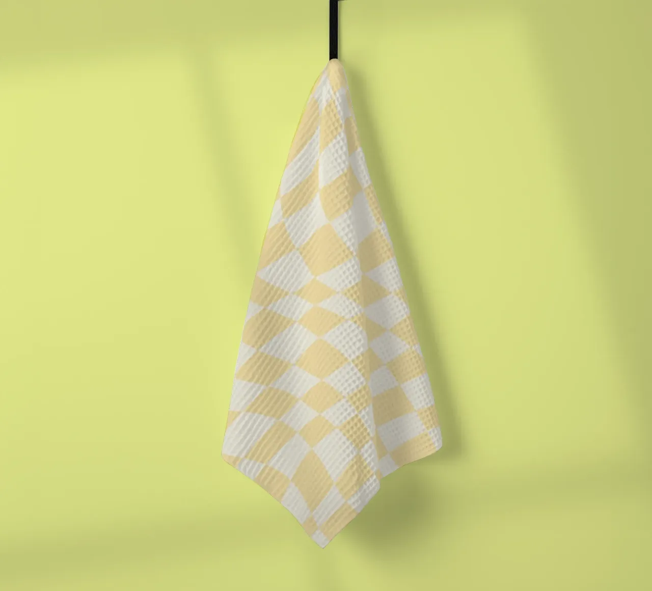 Damier ondulé jaune pâle torchon de Little Dean