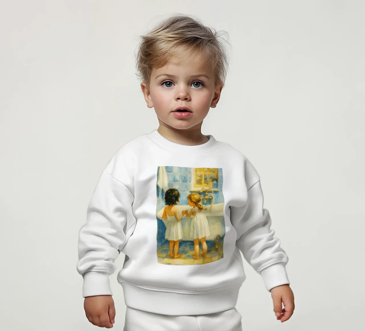 due bambine in bagno felpa neonato da pakazi