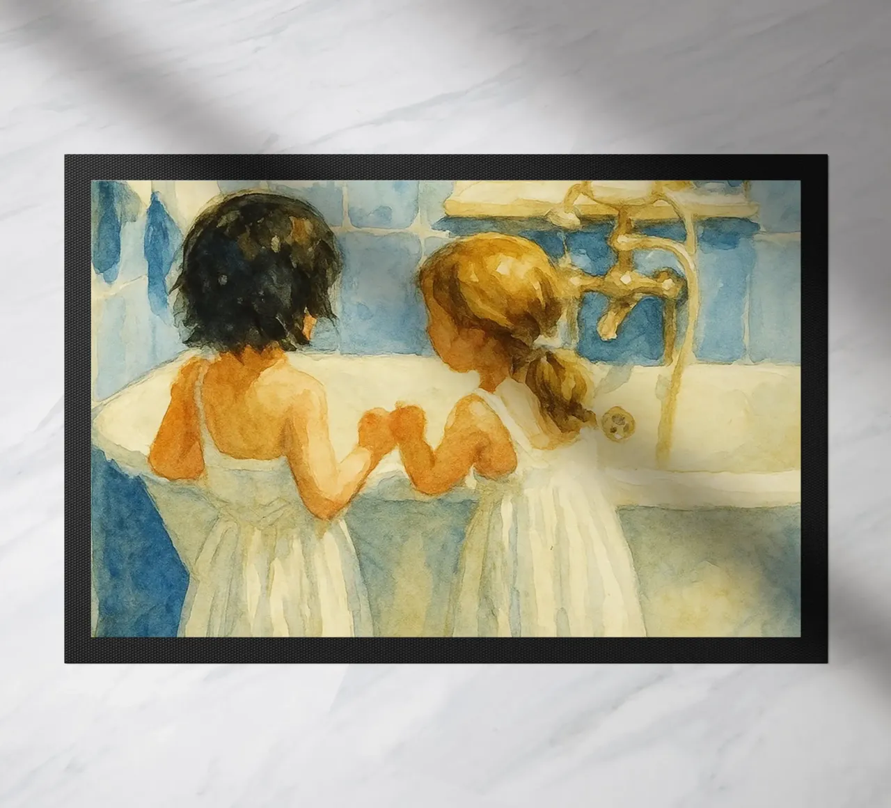 due bambine in bagno zerbino da pakazi