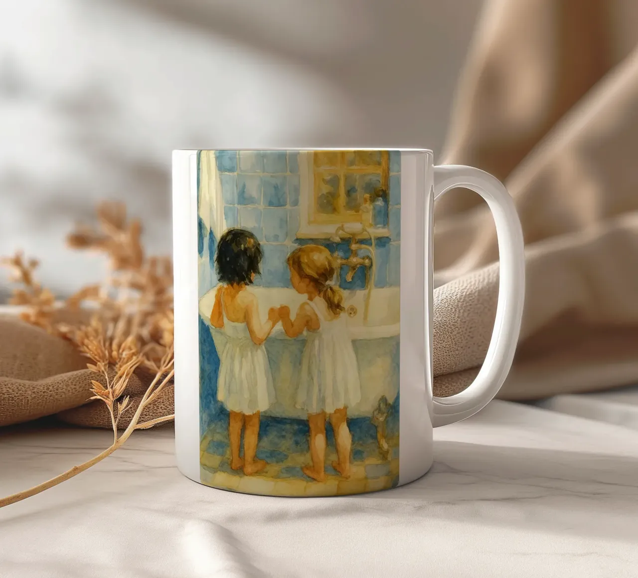 due bambine in bagno tazza in ceramica da pakazi