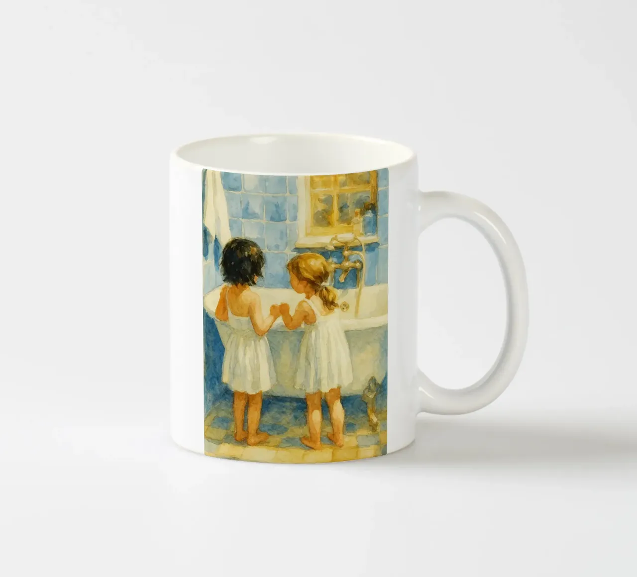 due bambine in bagno tazza in ceramica da pakazi