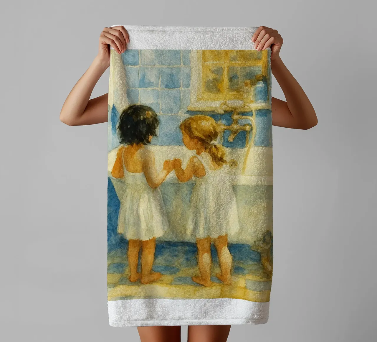 due bambine in bagno asciugamano da bagno da pakazi