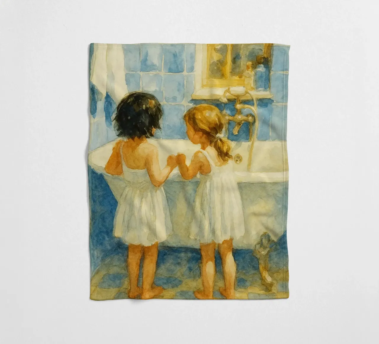 due bambine in bagno coperta in pile da pakazi