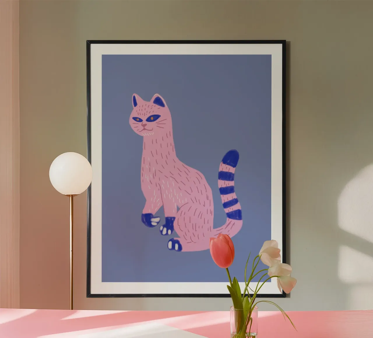 Gatto rosa raro carta hahnemühle da Little Dean