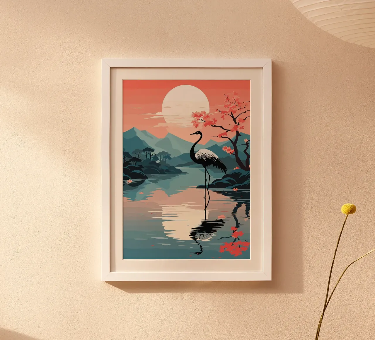 riflessione del lago delle gru poster da book