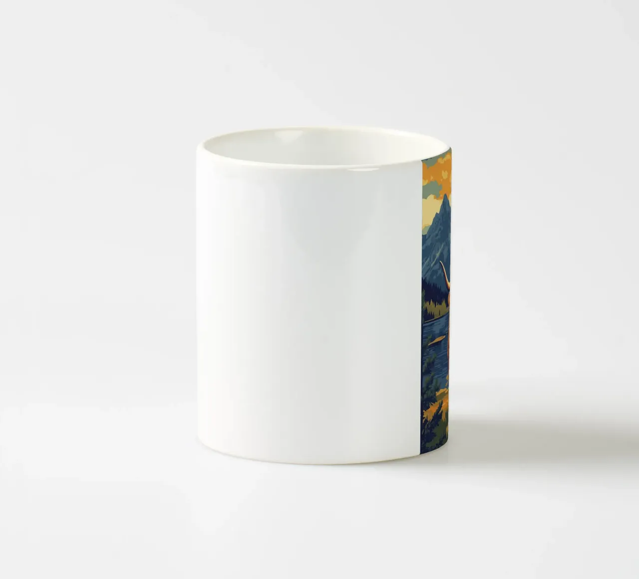 Paesaggio montano della mucca delle Highlands tazza in ceramica da book
