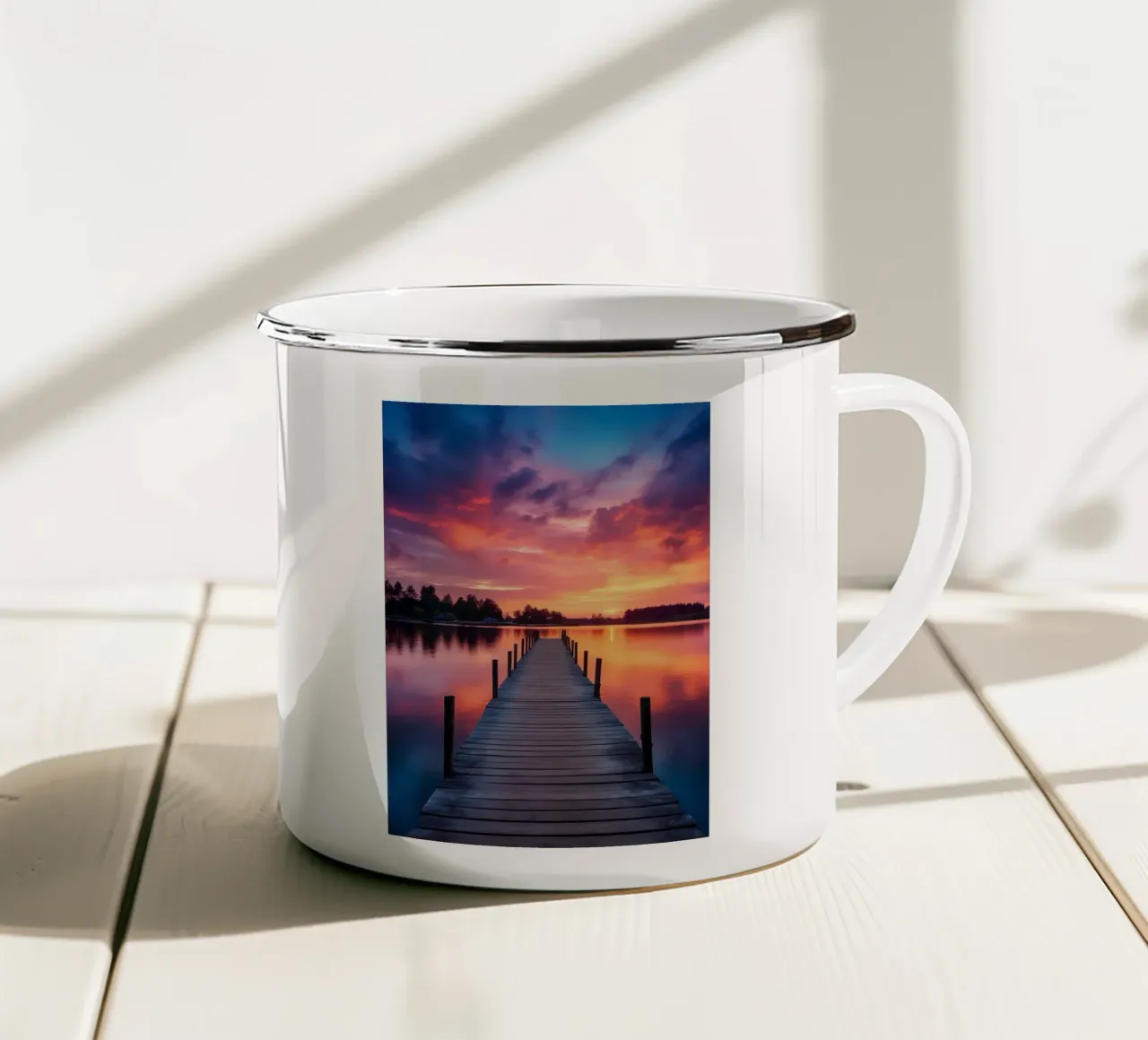 Molo del tramonto tazza in smalto da book