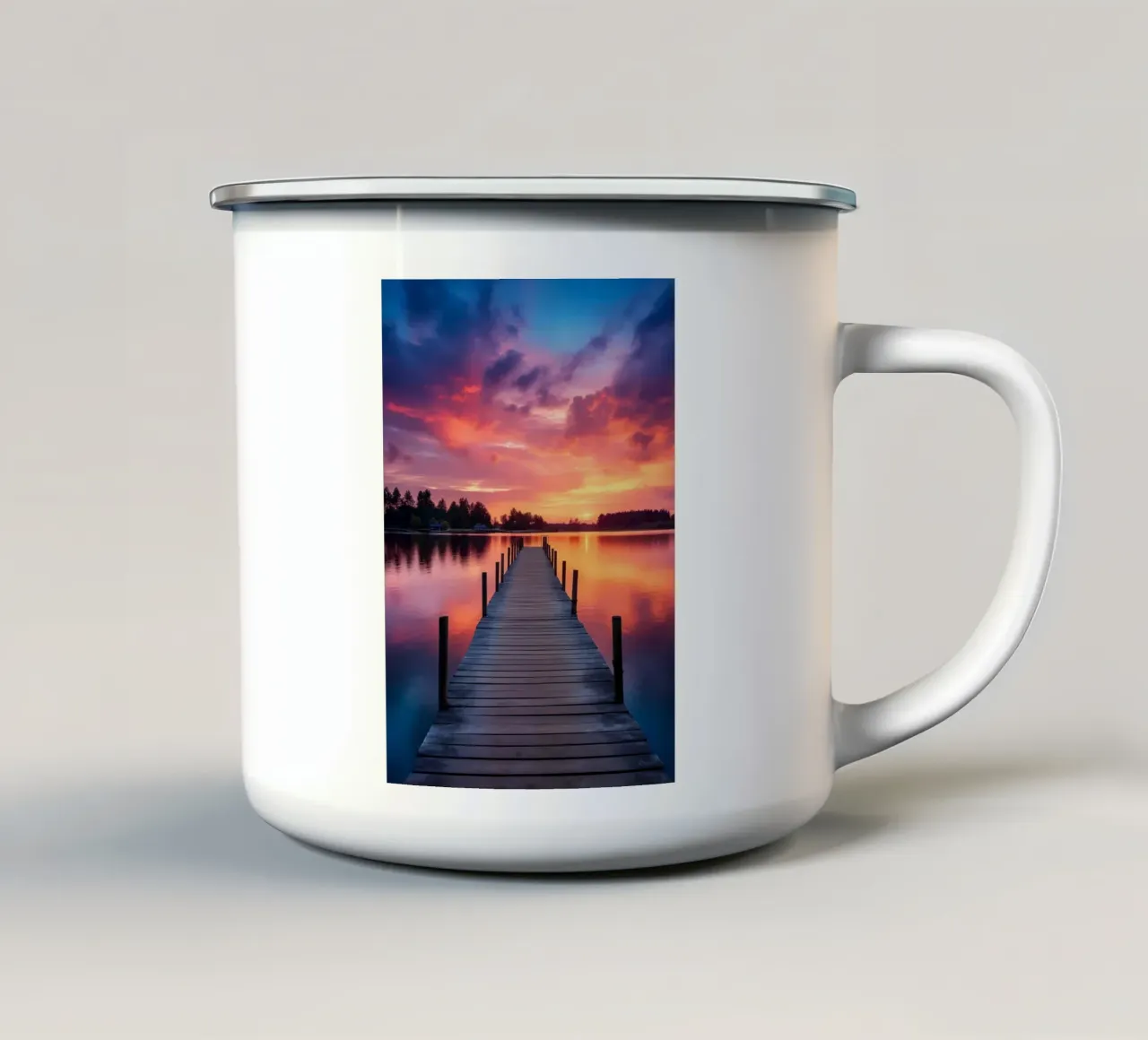 Molo del tramonto tazza in smalto da book
