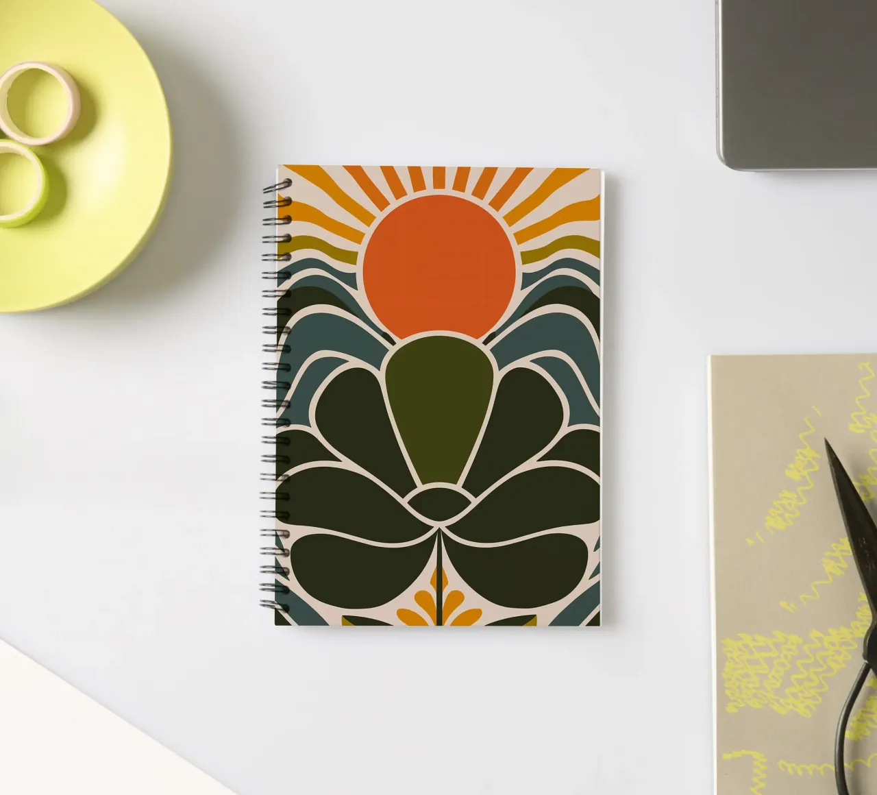 Retro Zon & Bloem notitieboek met spiraal van book