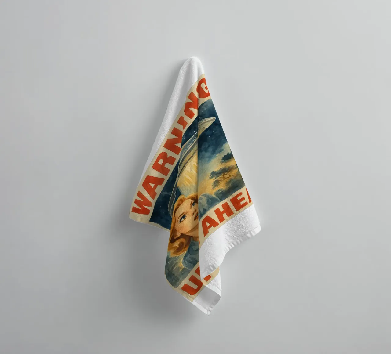 warning UFOs ahead parody towel by pakazi