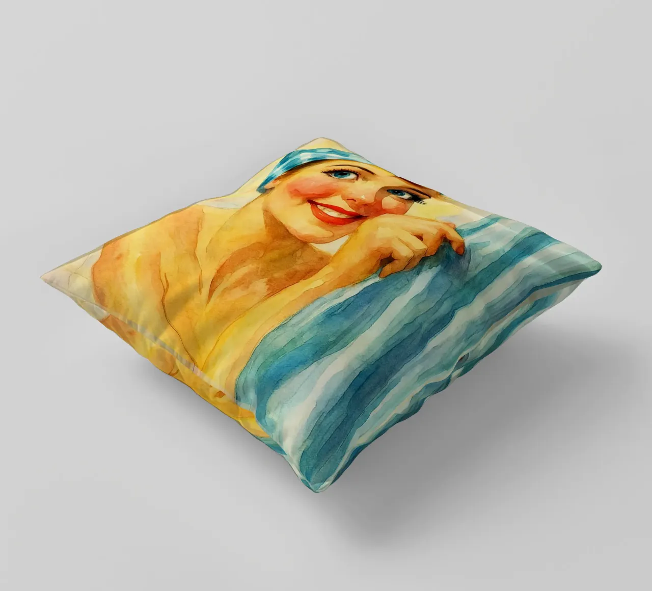 donna faccia buffa in bagno pittura classica retrò cuscino da pakazi