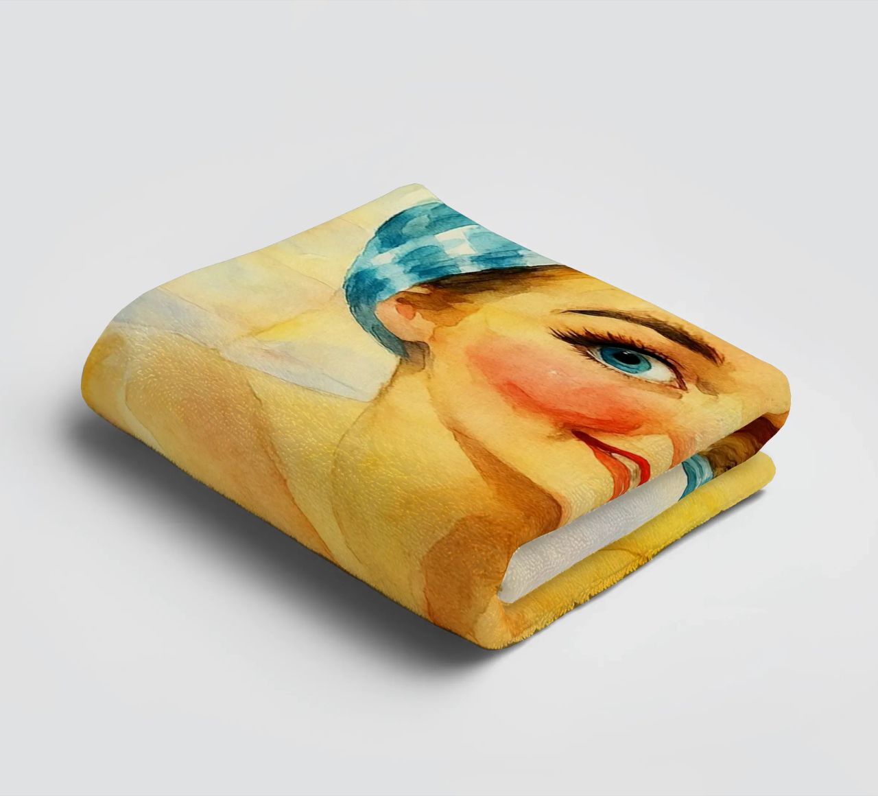 mujer cara divertida en el baño pintura retro clásico toalla de baño de pakazi